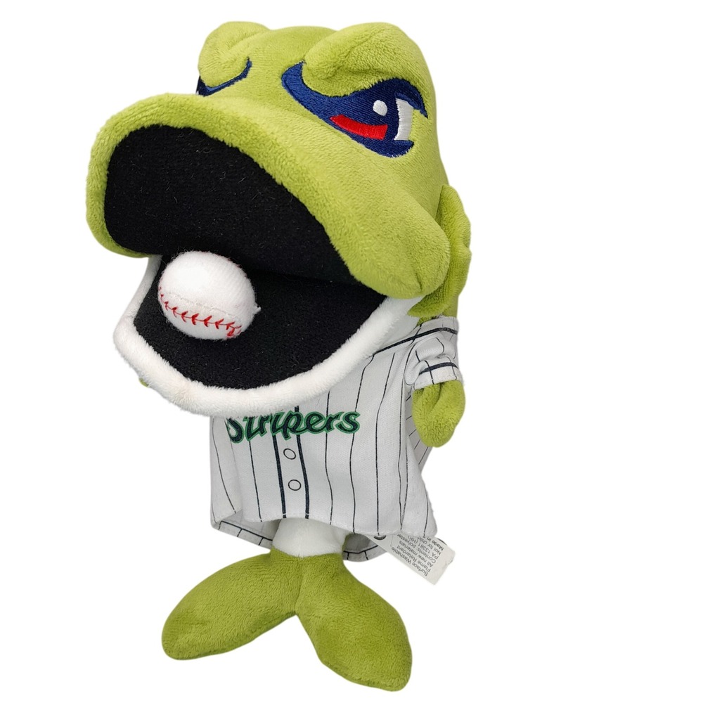 Gwinnett Stripers Chopper Mascot Plush Green Fish Baseball Mascot Factory 9in